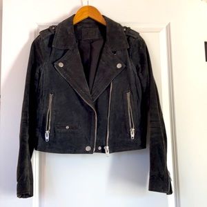 Blank NYC SL8 Suede Moto Jacket Charcoal Grey